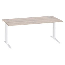 Bureau droit chêne gris L 180 cm piètement métal plus Essens