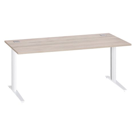 Bureau droit chêne gris L 180 cm piètement métal plus Essens