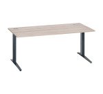 Bureau droit chêne gris L 180 cm piètement métal plus Essens