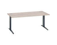 Bureau droit chêne gris L 180 cm piètement métal plus Essens