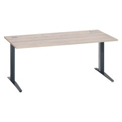 Bureau droit chêne gris L 180 cm piètement métal plus Essens