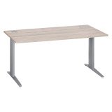 Bureau droit chêne gris L 160 cm piètement métal plus Essens