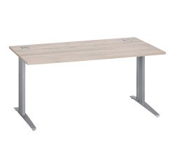 Bureau droit chêne gris L 160 cm piètement métal plus Essens