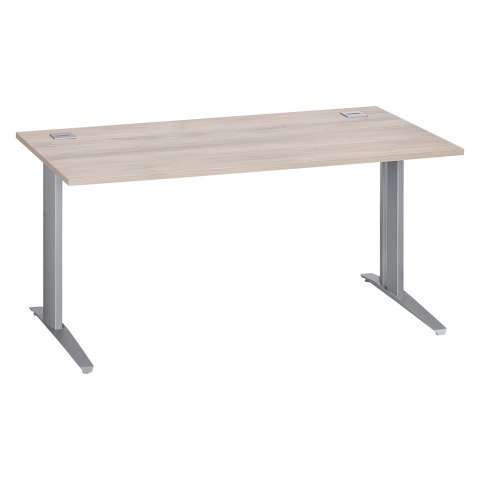 Mesa recta roble gris patas metálicas "L" aluminio Excellens 160 cm