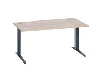 Bureau droit chêne gris L 160 cm piètement métal plus Essens