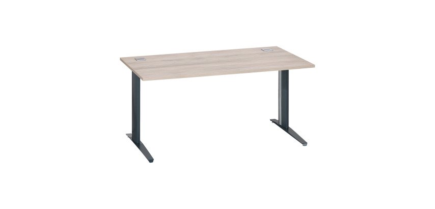 Bureau droit chêne gris L 160 cm piètement métal plus Essens