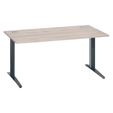Mesa recta roble gris patas metálicas "L" antracita Excellens 160 cm