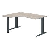 Bureau compact chêne gris L 160 cm retour à gauche piètement métal Plus Essens