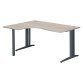 Bureau compact chêne gris L 160 cm retour à gauche piètement métal Plus Essens