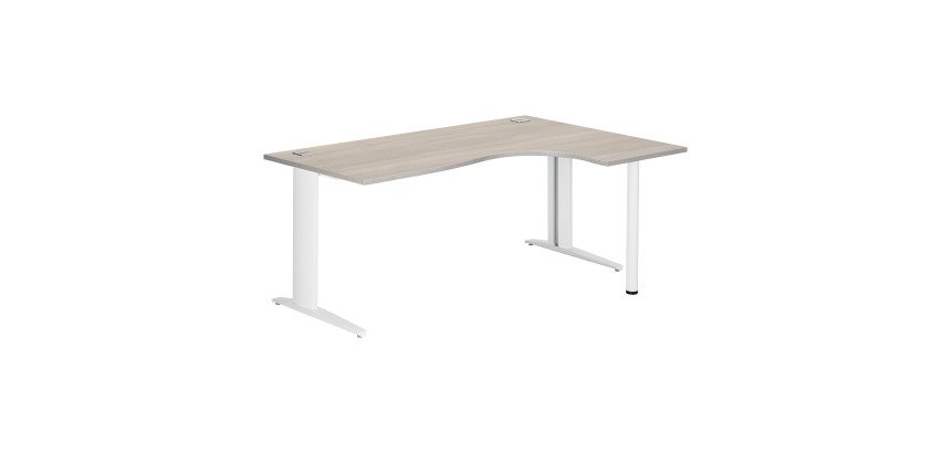 Compact desk Excellens Metal Plus fixed or adjustable L-shaped leg at assembly.