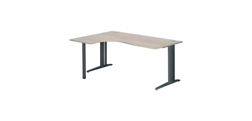 Scrivania excellens rovere grigio 180 cm con angolare integrato sinistro e gambe antracite