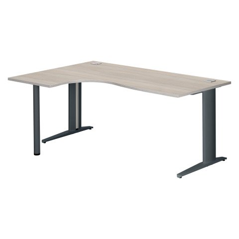 Mesa compacta roble gris patas metálicas "L" antracita Excellens 180 cm ala izquierda