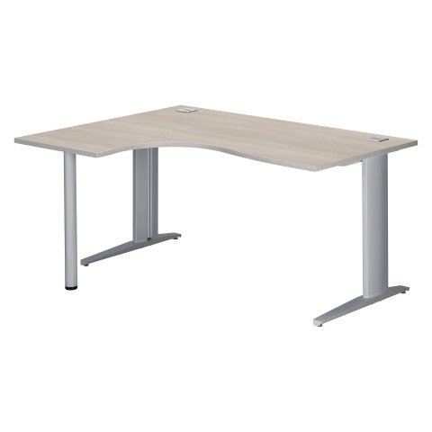 Mesa compacta roble gris patas metálicas "L" aluminio Excellens 160 cm ala izquierda