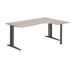 Scrivania excellens rovere grigio 180 cm con angolare integrato destro e gambe antracite