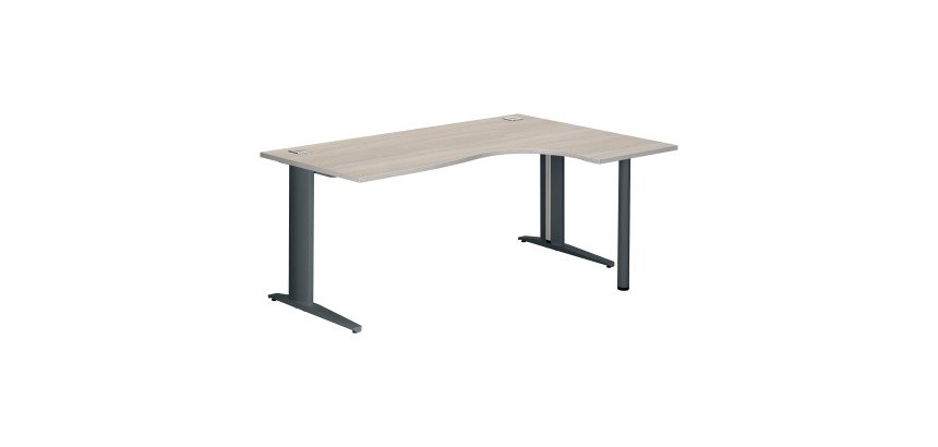 Scrivania excellens rovere grigio 180 cm con angolare integrato destro e gambe antracite
