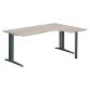 Bureau compact chêne gris L 180 cm retour à droite piétement métal Plus Essens