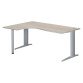 Bureau compact chêne gris L 180 cm retour à gauche piètement métal Plus Essens