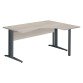 Bureau compact chêne gris L 160 cm retour à droite piètement L métal Essens