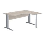 Bureau compact chêne gris L 160 cm retour à droite piètement L métal Essens