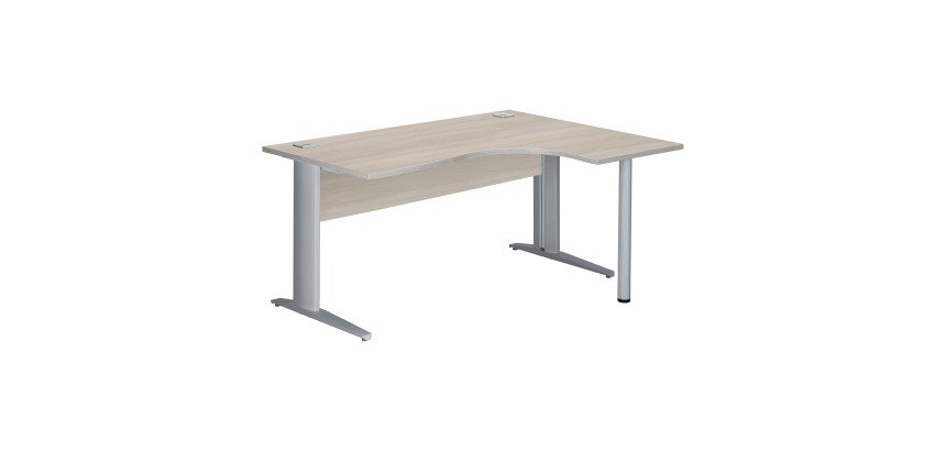 Bureau compact chêne gris L 160 cm retour à droite piètement L métal Essens