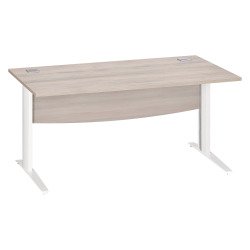 Bureau droit chêne gris L 160 cm piètement L métal Essens