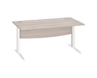 Bureau droit chêne gris L 160 cm piètement L métal Essens