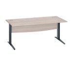 Bureau droit chêne gris L 180 cm piètement L métal Essens