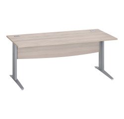Bureau droit chêne gris L 180 cm piètement L métal Essens