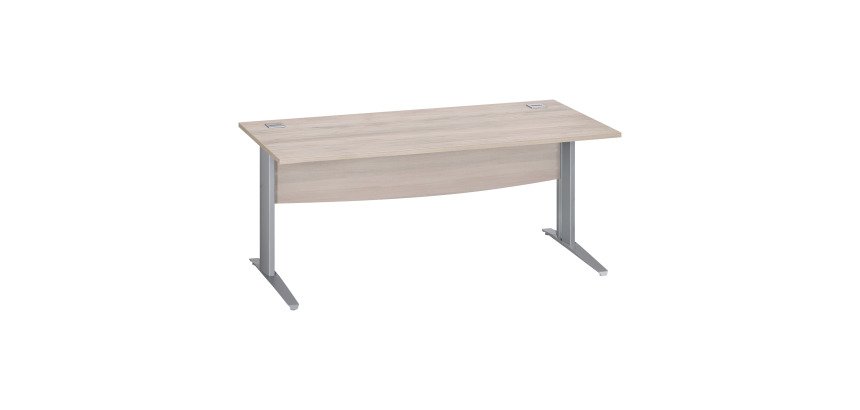 Bureau droit chêne gris L 180 cm piètement L métal Essens