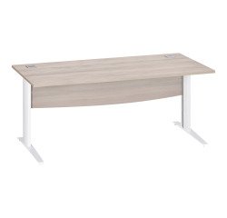 Bureau droit chêne gris L 180 cm piètement L métal blanc Essens