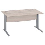Bureau droit chêne gris L 140 cm piètement L métal Essens