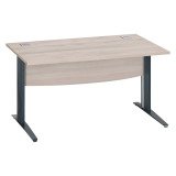Bureau droit chêne gris L 140 cm piètement L métal Essens