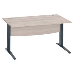 Bureau droit chêne gris L 140 cm piètement L métal Essens