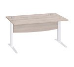 Bureau droit chêne gris L 140 cm piètement L métal Essens