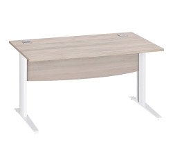 Bureau droit chêne gris L 140 cm piètement L métal Essens