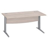 Bureau droit chêne gris L 160 cm piètement L métal Essens