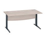 Bureau droit chêne gris L 160 cm piètement L métal Essens