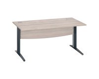 Bureau droit chêne gris L 160 cm piètement L métal Essens