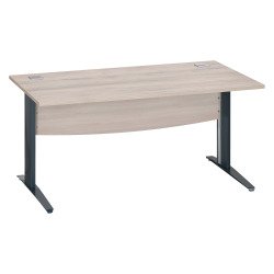 Bureau droit chêne gris L 160 cm piètement L métal Essens