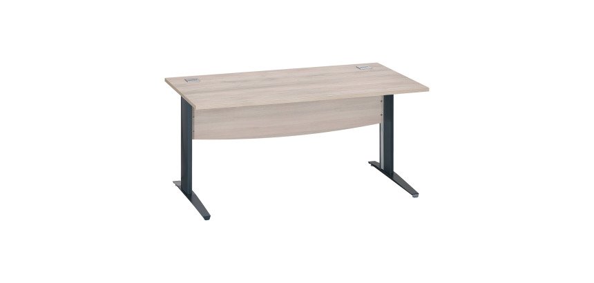 Bureau droit chêne gris L 160 cm piètement L métal Essens