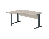 Bureau compact chêne gris L 160 cm retour à gauche piètement L métal Essens