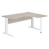 Bureau compact chêne gris L 160 cm retour à droite piètement L métal Essens