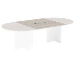 Extension chêne gris pour table modulable avec Top Access intégré pieds croix Essens