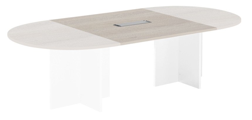 Extension chêne gris pour table modulable avec Top Access intégré pieds croix Essens