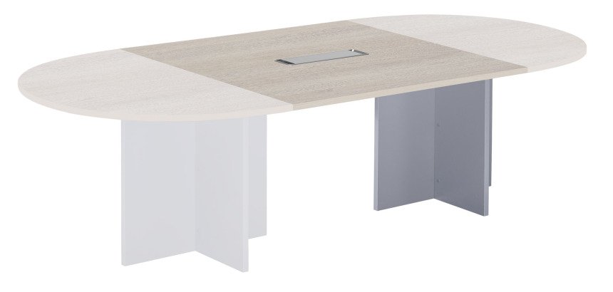Extension chêne gris pour table modulable avec Top Access intégré pieds croix Essens
