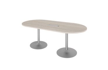 Mesa de reunión ovalada Excellens An 210 cm roble gris patas columna