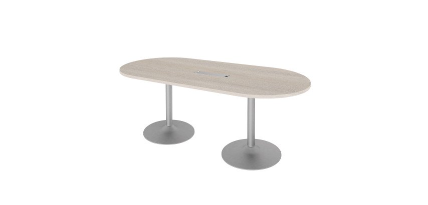 Table de réunion ovale L 210 cm piètement colonne métal avec top access Excellens