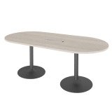 Table de réunion ovale L 210 cm piètement colonne métal avec top access Excellens