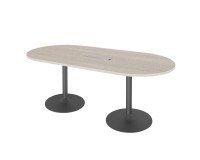 Table de réunion ovale L 210 cm piètement colonne métal avec top access Excellens