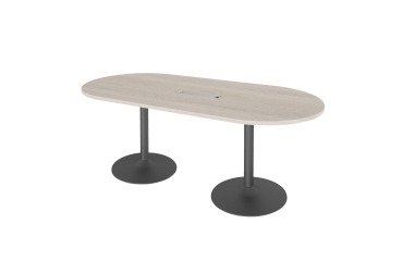 Table de réunion ovale L 210 cm piètement colonne métal avec top access Excellens